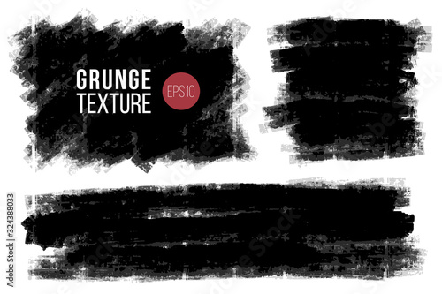 Vector hand drawn big textured hand painted stains. Layered ink painted backdrops. Monochrome grungy backgrounds in rectangular shapes.