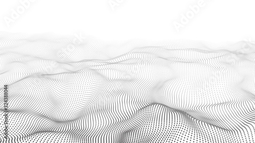 Vector abstract futuristic background. Big data visualization. Digital dynamic wave of particles.