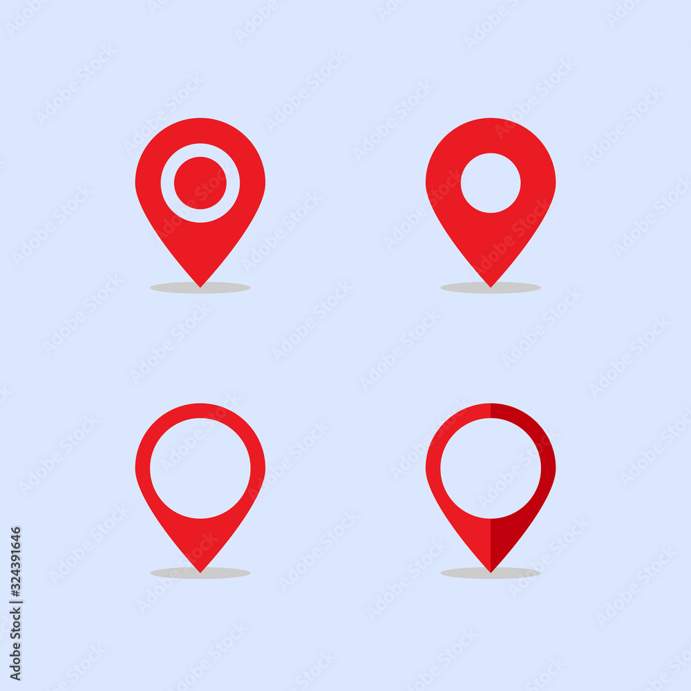 Set icon location pin symbol on white Set icon location pin symbol on white