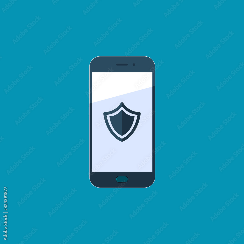 secure phone. vector security symbol on smartphone screen secure phone. vector security symbol on smartphone screen