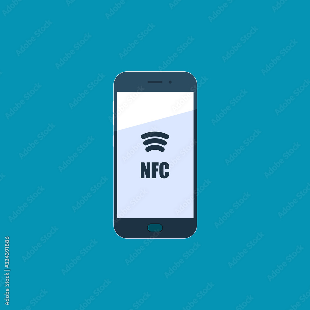 NFC on screen phone. flat isolated on white NFC on screen phone. flat isolated on white