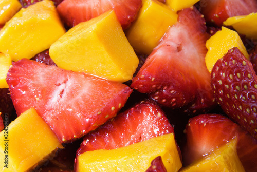 Strawberry and Mango Fruit Salad Close Up