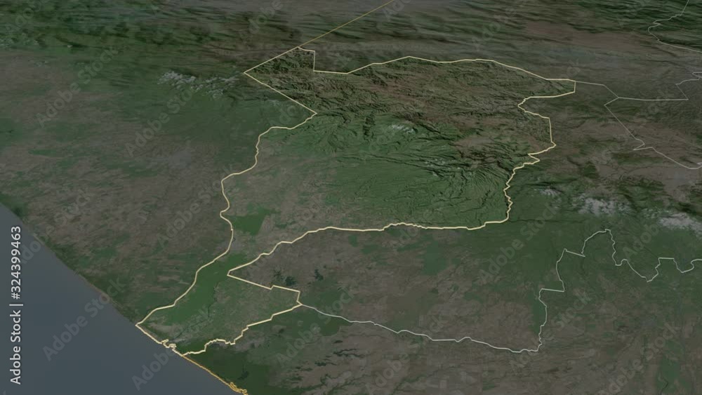 San Marcos, department with its capital, zoomed and extruded on the satellite map of Guatemala in the conformal Stereographic projection. Animation 3D San Marcos, department with its capital, zoomed and extruded on the satellite map of Guatemala in the conformal Stereographic projection. Animation 3D