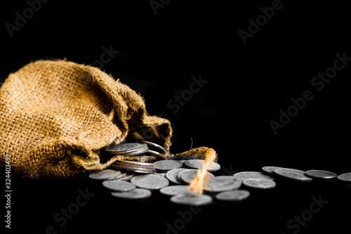 Fotografie, Obraz sack with the thirty silver coins biblical symbol of the betrayal of judas