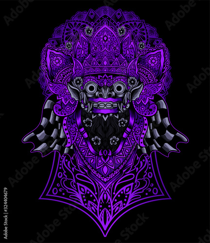 barong head with sacred geometry background 