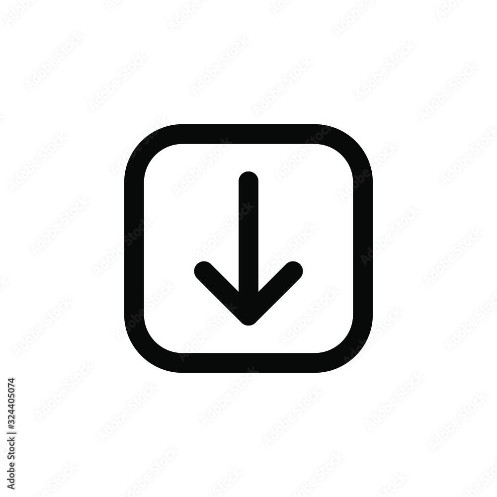 Down arrow icon isolated on white background. Down arrow icon flat vector illustration for logo, web, app, UI. EPS10 Down arrow icon isolated on white background. Down arrow icon flat vector illustration for logo, web, app, UI. EPS10