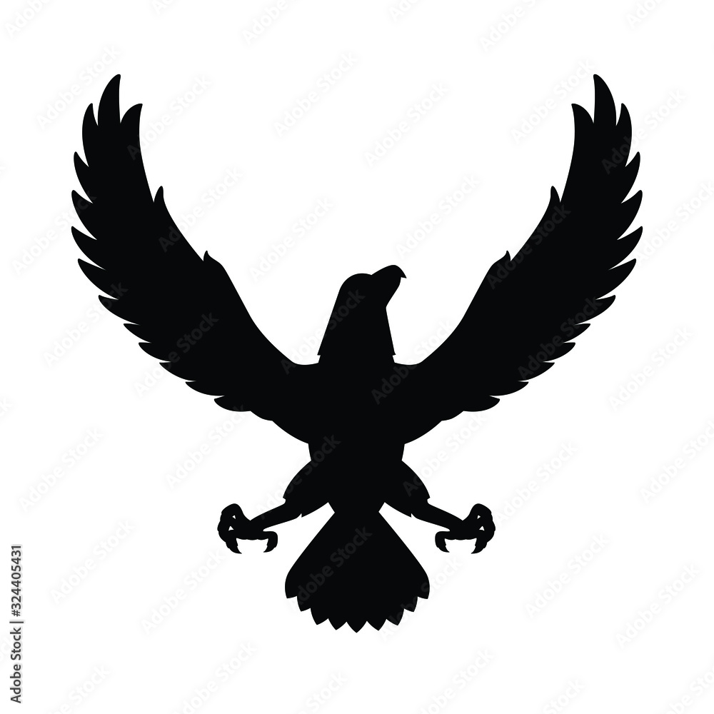 Obraz premium Flying eagle silhouette vector, animal