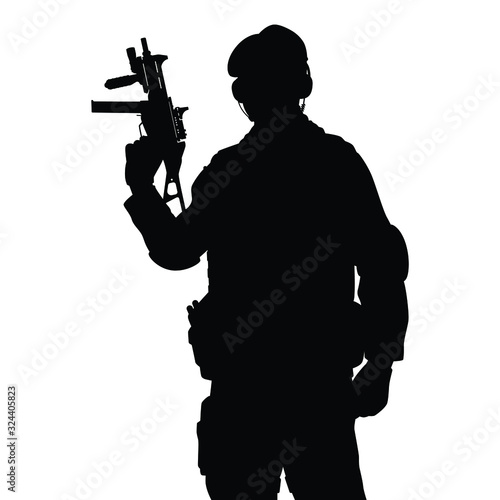 Commando special force with weapon silhouette vector