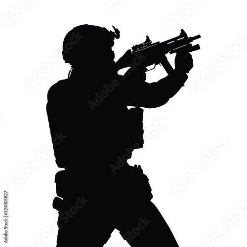 Commando special force with weapon silhouette vector