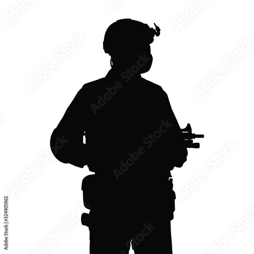 Commando special force with weapon silhouette vector