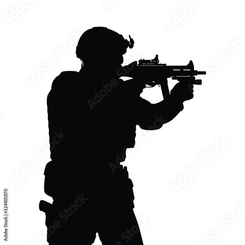 Commando special force with weapon silhouette vector