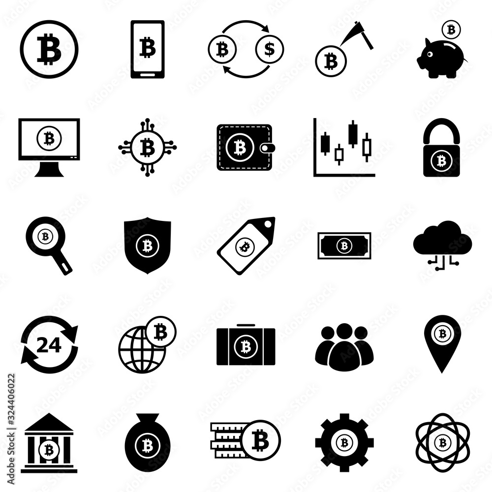 Fototapeta Bitcoin icons on white background