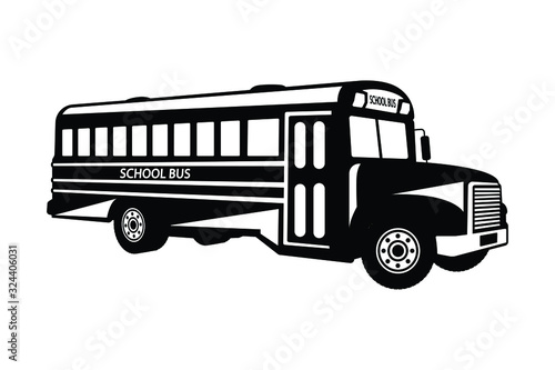 School bus silhouette vector, transportation concept