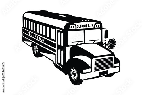 School bus silhouette vector, transportation concept
