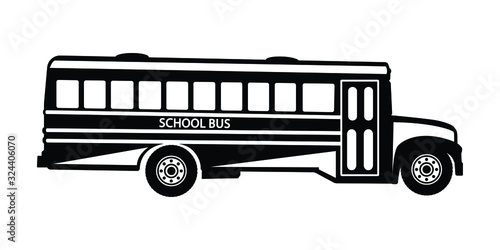 School bus silhouette vector, transportation concept