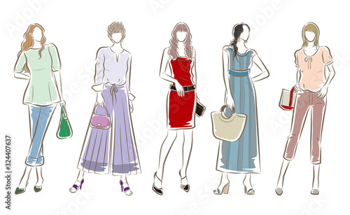女性のファッションイラスト