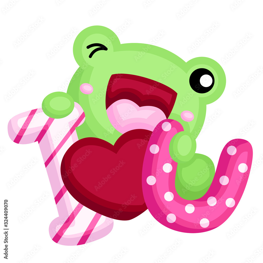 Fototapeta premium frog and i love you letter