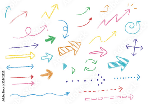 カラフルな手描き風矢印セット