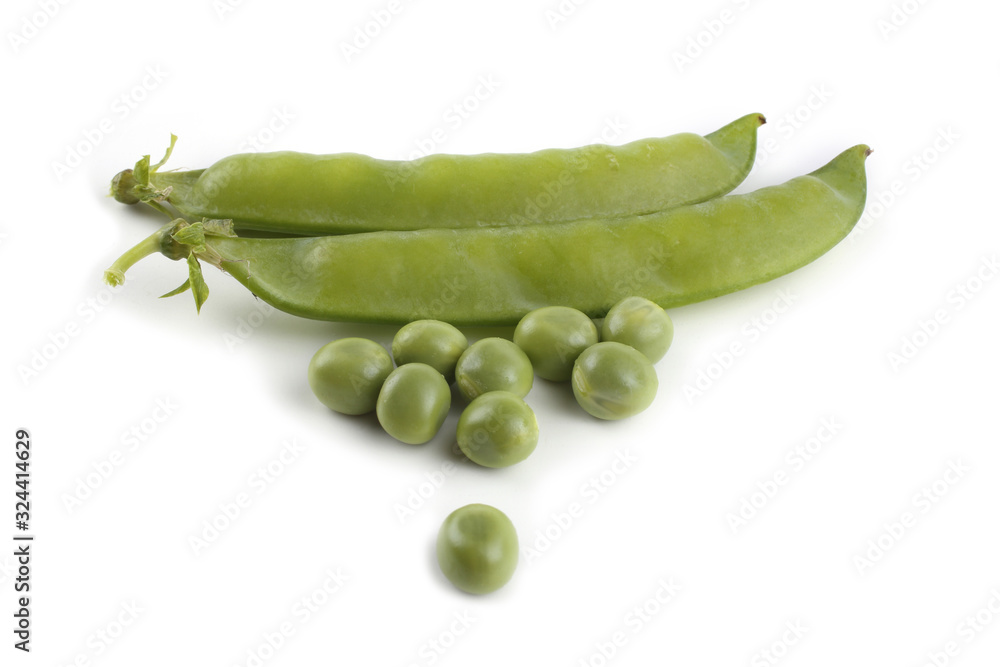Pea and pods isolated on white Pea and pods isolated on white