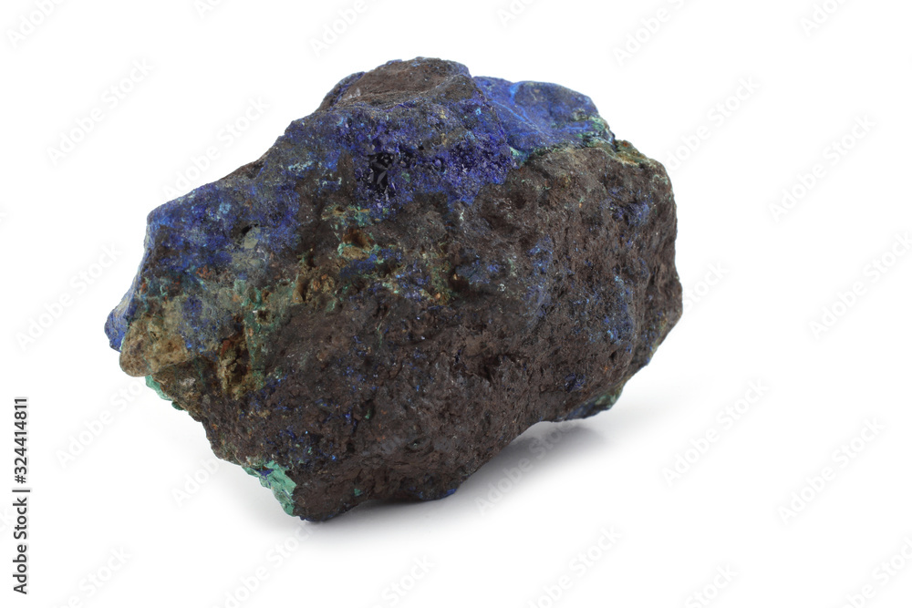 Raw azurite malachite mineral isolated on white Raw azurite malachite mineral isolated on white