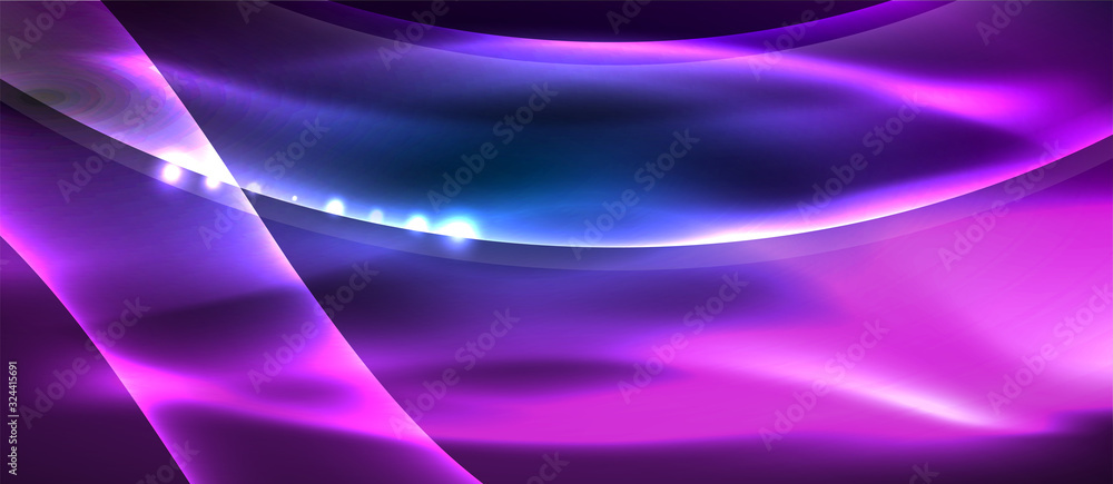 Abstract background. Shiny design neon waves with light effects, techno trendy design. Vector Illustration For Wallpaper, Banner, Background, Card, Book Illustration, landing page Abstract background. Shiny design neon waves with light effects, techno trendy design. Vector Illustration For Wallpaper, Banner, Background, Card, Book Illustration, landing page