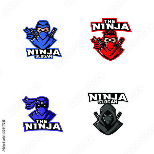 collection of ninja character logo icon design cartoon