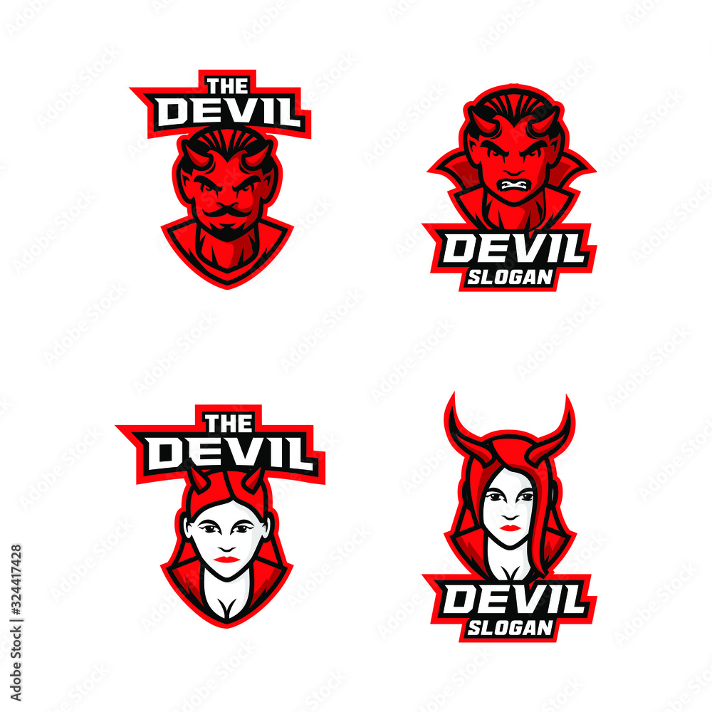collection of red devil head character logo icon design cartoon collection of red devil head character logo icon design cartoon