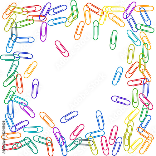 Stationary paperclips isolated on white background