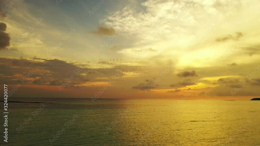 Panoramic dramatic sunrise, sky and tropical sea. Summer and travel vacation concept. Cinematic seascape Panoramic dramatic sunrise, sky and tropical sea. Summer and travel vacation concept. Cinematic seascape