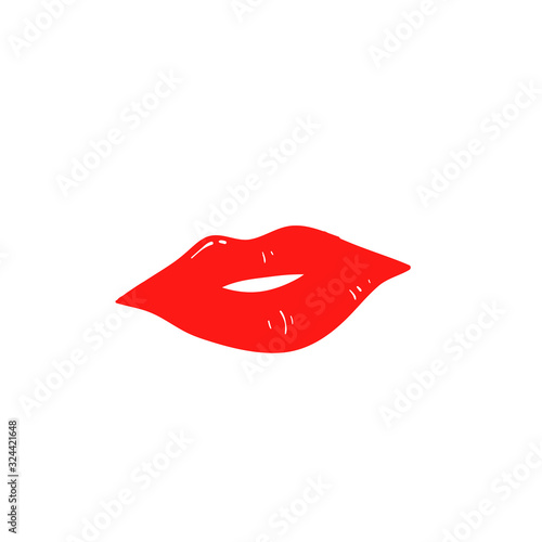 Fototapeta hand drawn doodle red lips illustration vector isolated