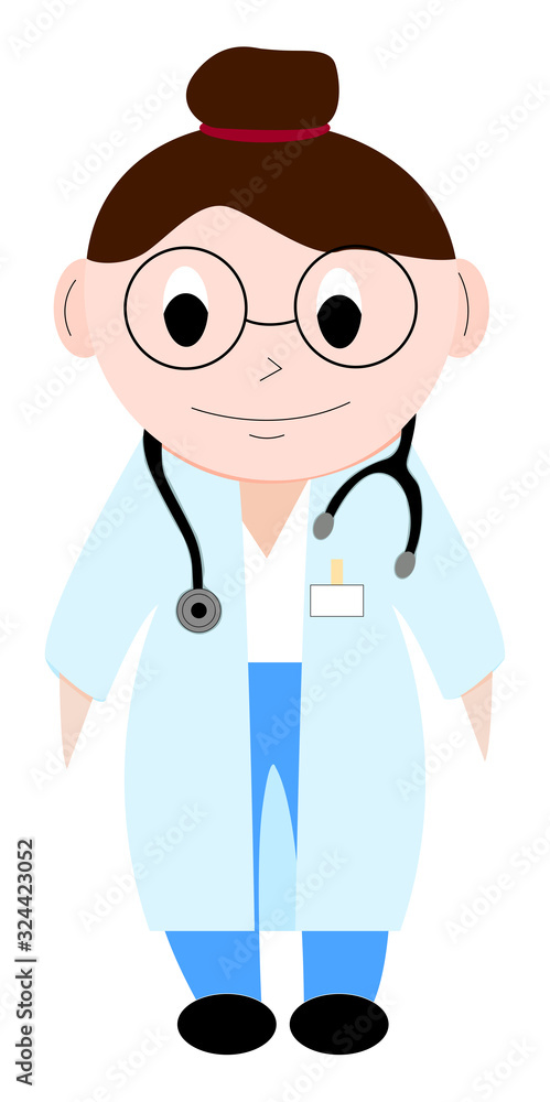 Sweet, pretty, sweet young girl, female doctor, nurse, surgeon, anesthetist, white coat, glasses. Modern image design. Sweet, pretty, sweet young girl, female doctor, nurse, surgeon, anesthetist, white coat, glasses. Modern image design.