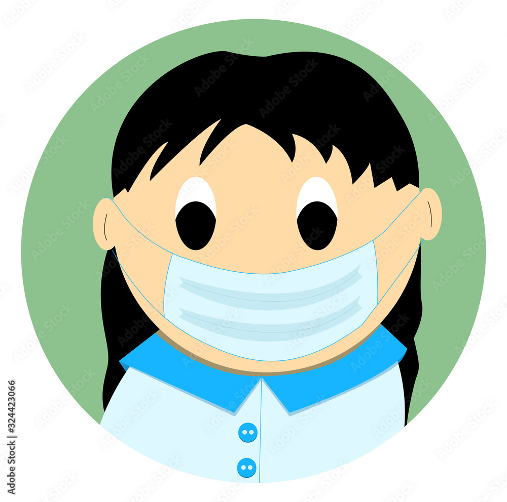 Patient care wears a protective mask, cartoon female doctor or nurse in uniform. Vector hand drawn illustration in flat style. Patient care wears a protective mask, cartoon female doctor or nurse in uniform. Vector hand drawn illustration in flat style.