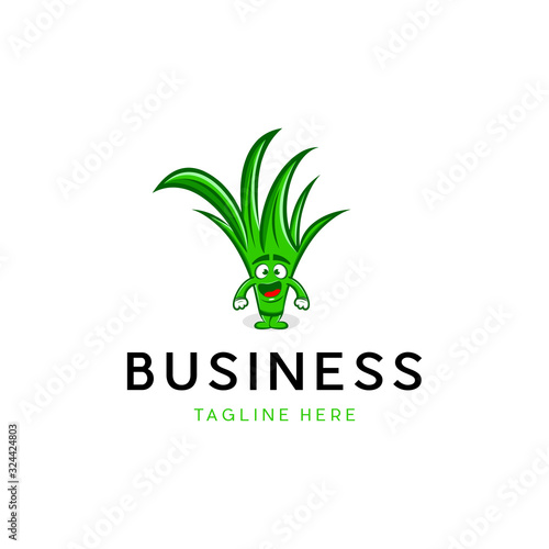 Grass Lawn Nature Character Mascot Illustration Vector Industrial Logo  Design Template Element Vector