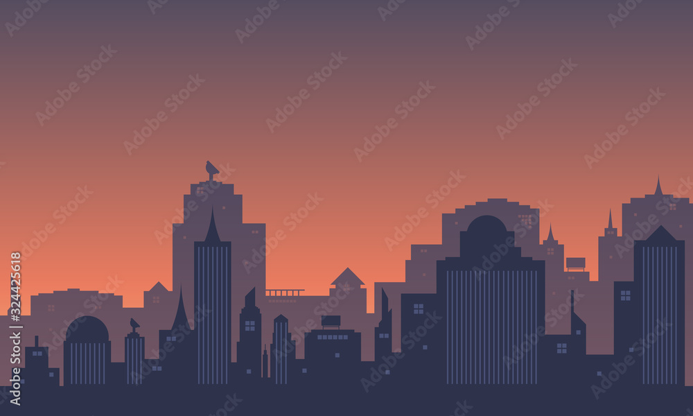 City silhouette with in the afternoon atmosphere