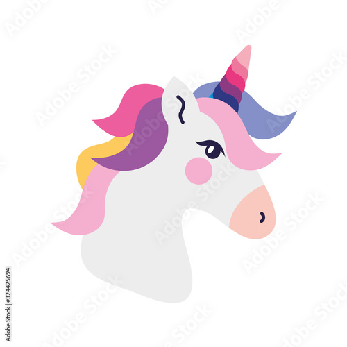 head of cute unicorn fantasy isolated icon vector illustration design