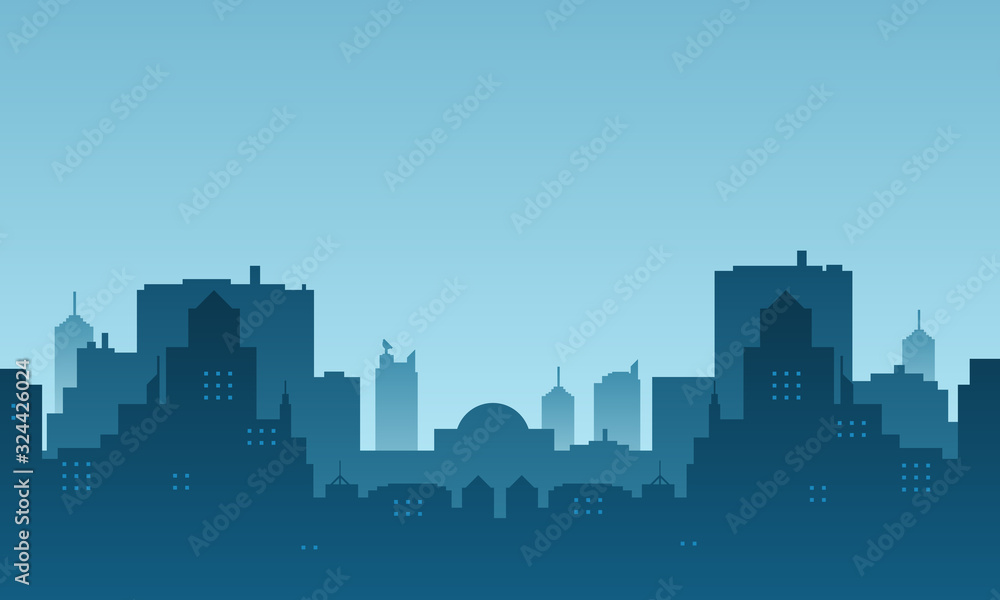 Silhouette of a city with a morning atmosphere