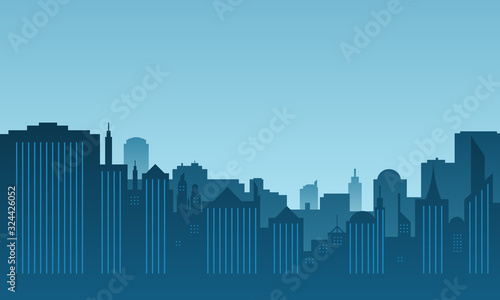 Silhouette of a city with a morning atmosphere