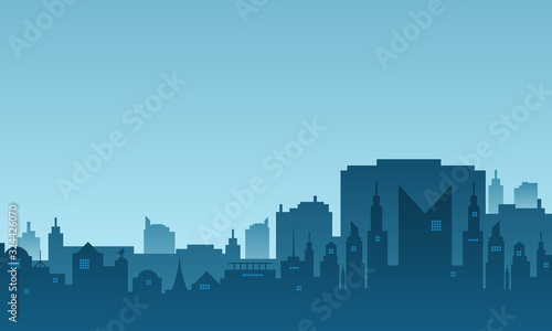 Silhouette of a city with a morning atmosphere