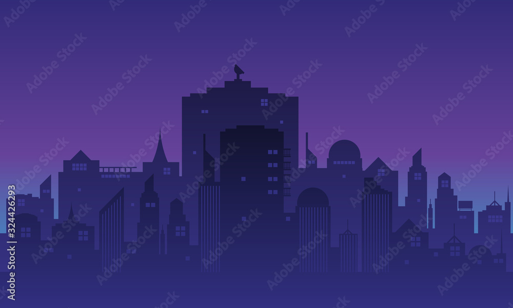 The city background with the atmosphere of the sky at night