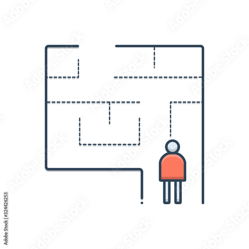 Color illustration icon for evacuation plan 