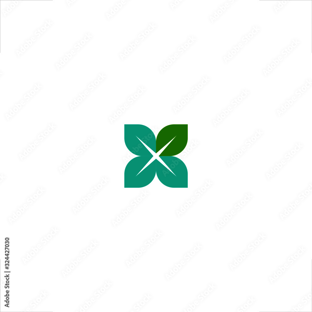 X letter leaf nature medical logo X letter leaf nature medical logo
