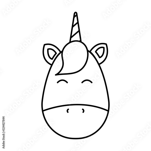 head of cute unicorn fantasy isolated icon vector illustration design