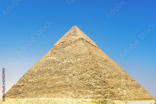 The Pyramid of Khafre or Chephren . Second largest of the Egyptian Pyramids of Giza