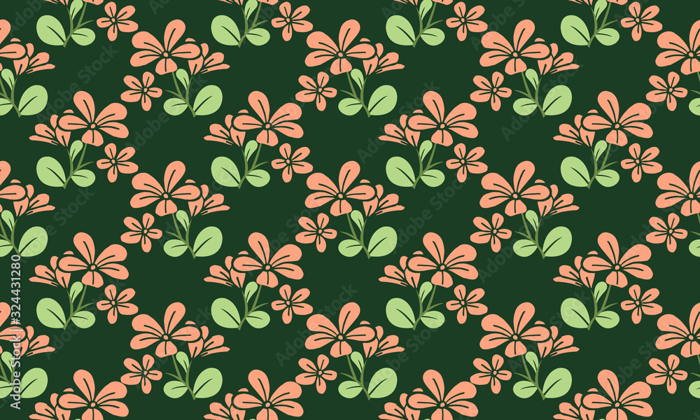 Obraz premium Spring floral pattern background, with modern of leaf and floral drawing.