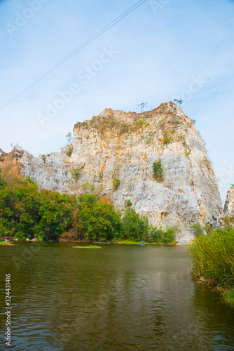 Limestone mountains. Limestone mountain, a tourist attraction in Thailand.