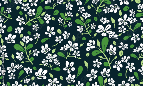 Unique spring floral pattern background, with cute of leaf and floral concept.