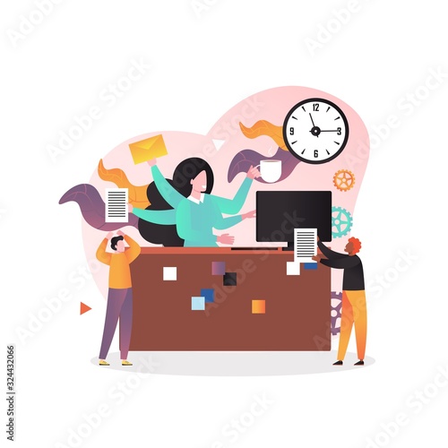 Hard work vector concept for web banner, website page