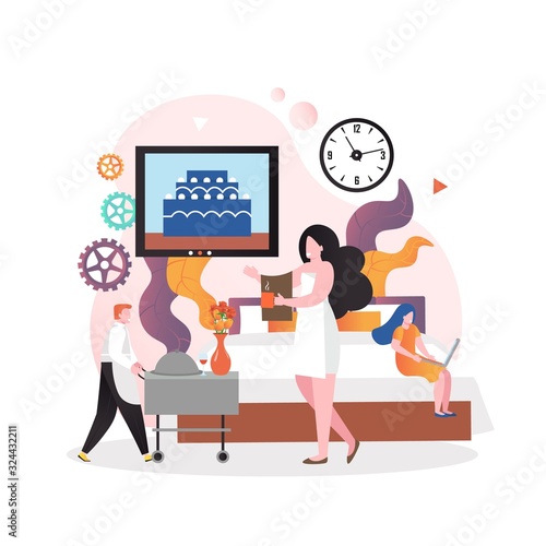 Hotel service vector concept for web banner, website page