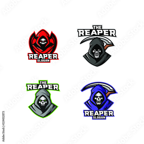 set of grim reaper logo icon design vector