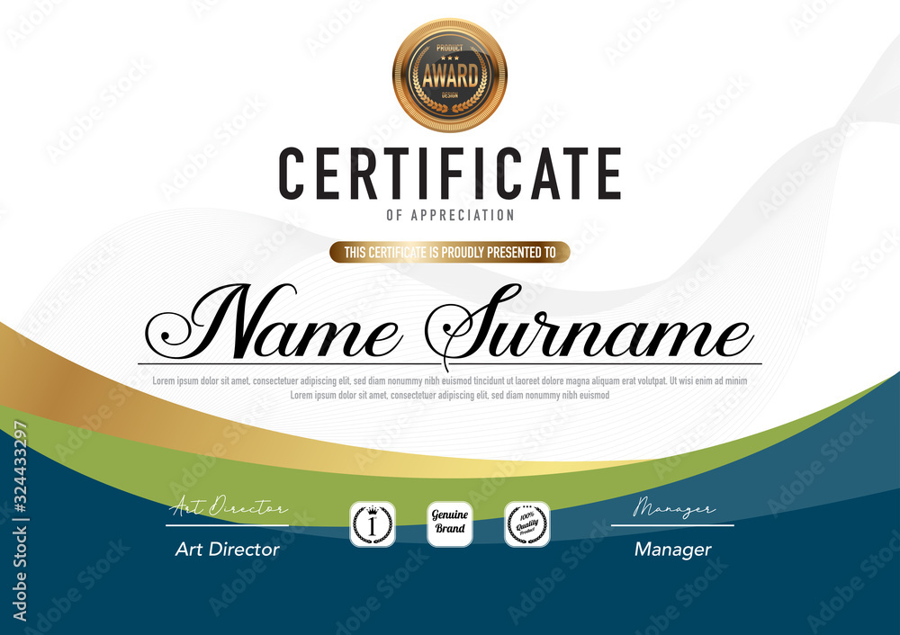 Fototapeta premium Certificate template luxury and diploma style,vector illustration.